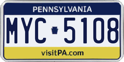 PA license plate MYC5108