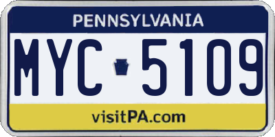 PA license plate MYC5109
