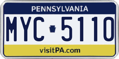 PA license plate MYC5110
