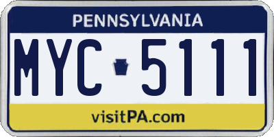 PA license plate MYC5111