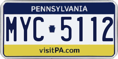 PA license plate MYC5112