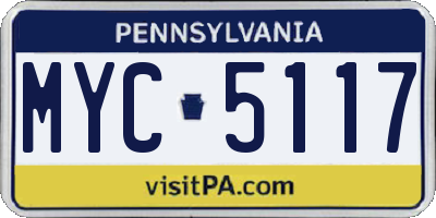 PA license plate MYC5117