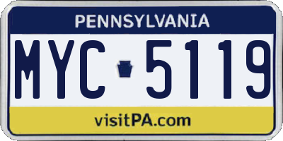 PA license plate MYC5119