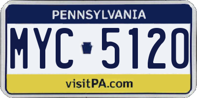 PA license plate MYC5120