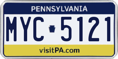 PA license plate MYC5121