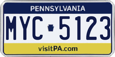 PA license plate MYC5123