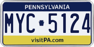 PA license plate MYC5124