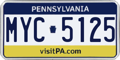 PA license plate MYC5125