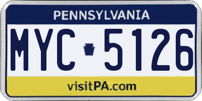 PA license plate MYC5126