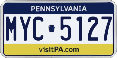 PA license plate MYC5127