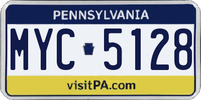 PA license plate MYC5128