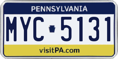 PA license plate MYC5131