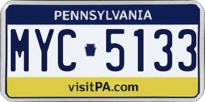 PA license plate MYC5133