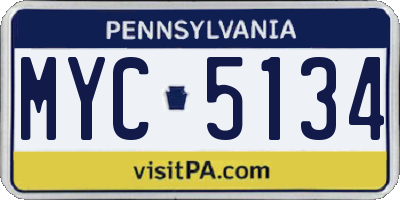 PA license plate MYC5134