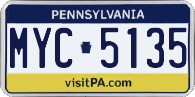 PA license plate MYC5135