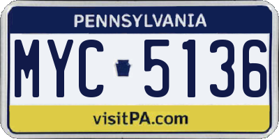 PA license plate MYC5136