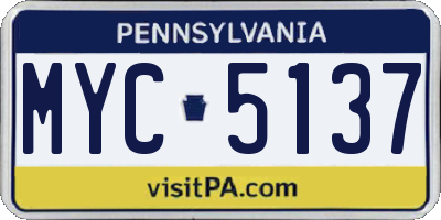 PA license plate MYC5137