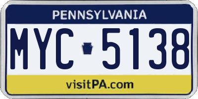 PA license plate MYC5138