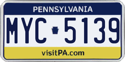 PA license plate MYC5139