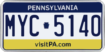 PA license plate MYC5140