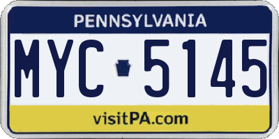 PA license plate MYC5145
