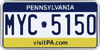 PA license plate MYC5150