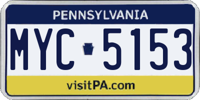 PA license plate MYC5153