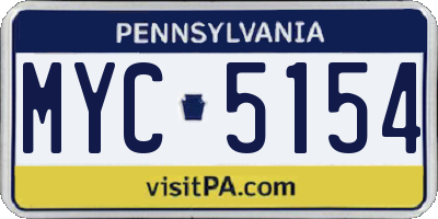 PA license plate MYC5154