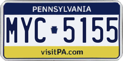PA license plate MYC5155
