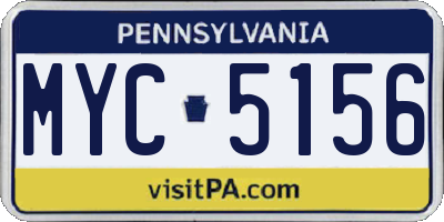 PA license plate MYC5156