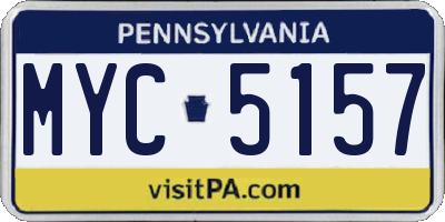 PA license plate MYC5157