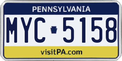 PA license plate MYC5158