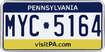 PA license plate MYC5164