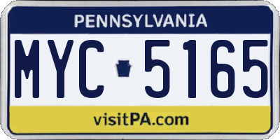 PA license plate MYC5165
