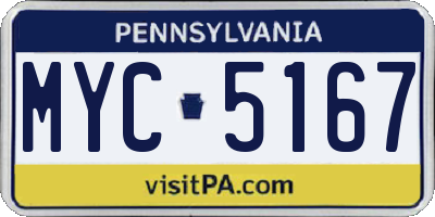PA license plate MYC5167