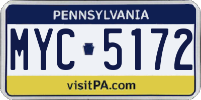 PA license plate MYC5172