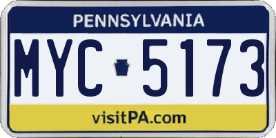 PA license plate MYC5173