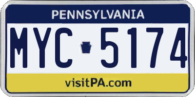 PA license plate MYC5174