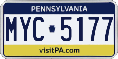 PA license plate MYC5177