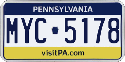 PA license plate MYC5178