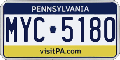 PA license plate MYC5180