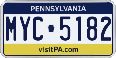 PA license plate MYC5182