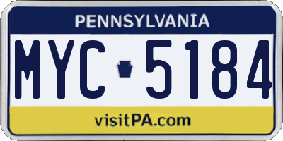 PA license plate MYC5184