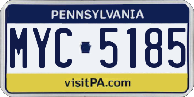 PA license plate MYC5185
