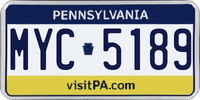 PA license plate MYC5189
