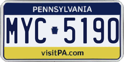 PA license plate MYC5190