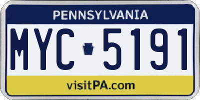 PA license plate MYC5191