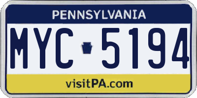 PA license plate MYC5194