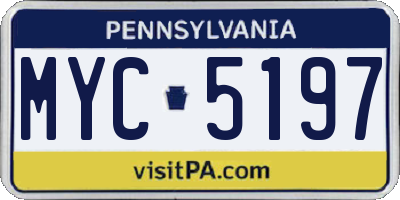 PA license plate MYC5197