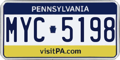 PA license plate MYC5198